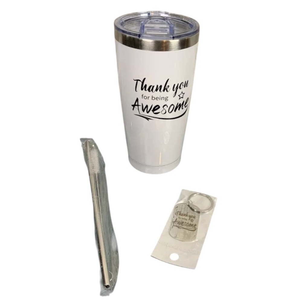 20oz Thank You for Being Awesome Tumbler Stainless with Straw &‎ Keychain